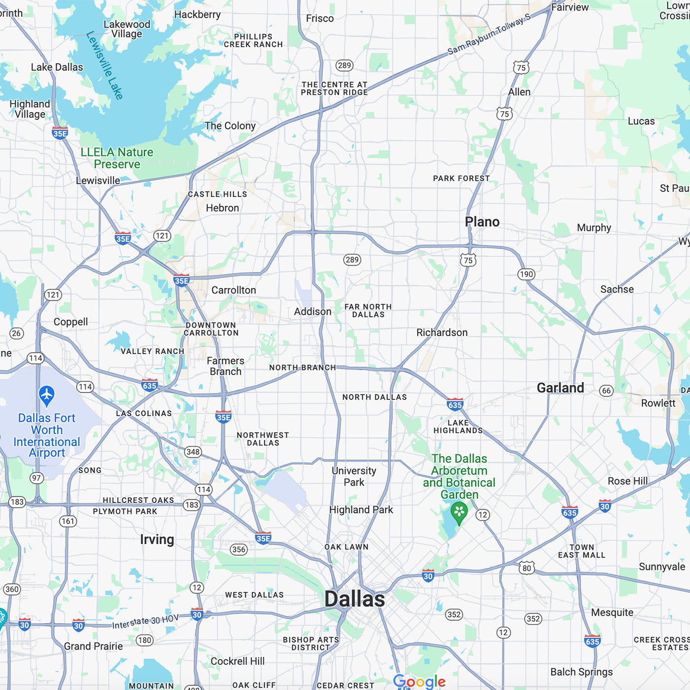 Service Area Map Dallas - Martin Auto Detailing