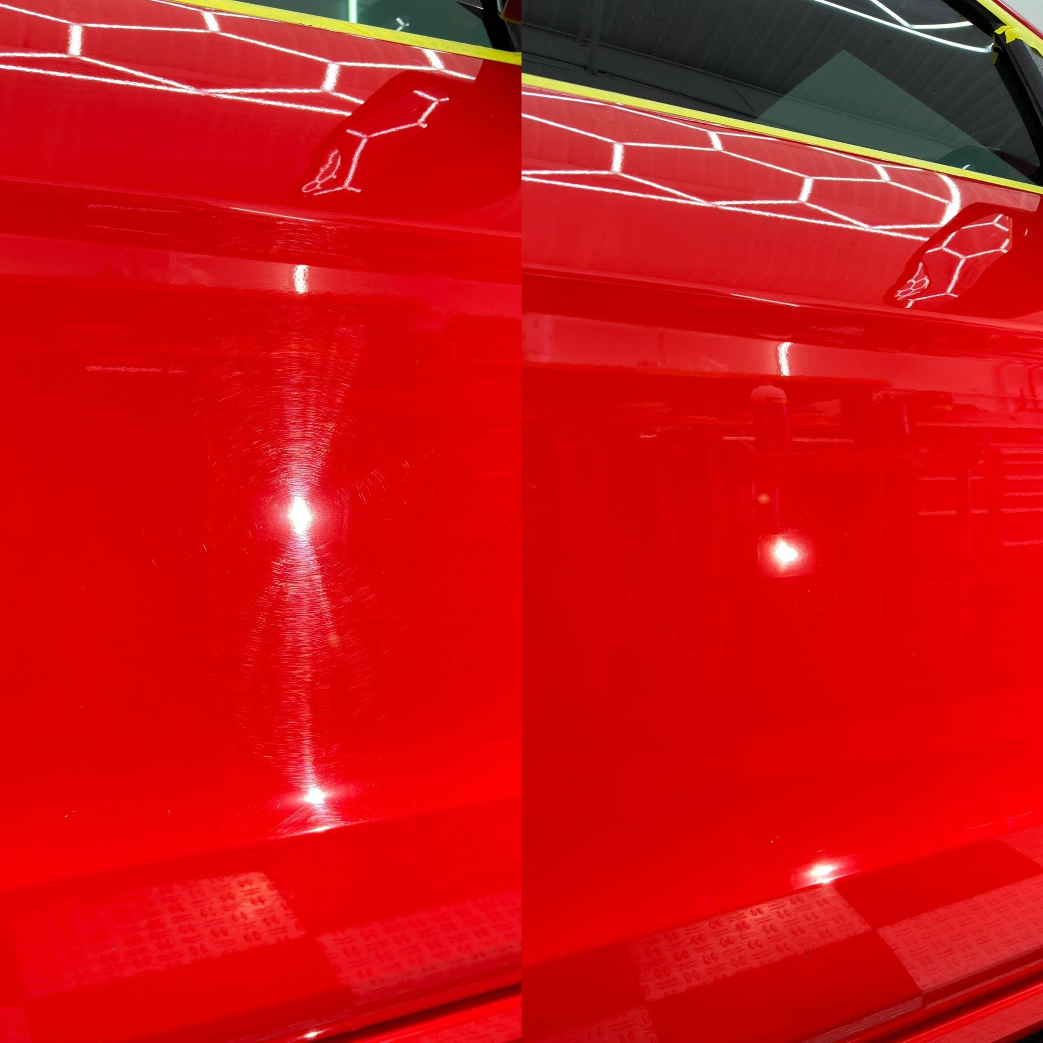 Red Paint Correction Light Swirl Marks - Martin Auto Detailing